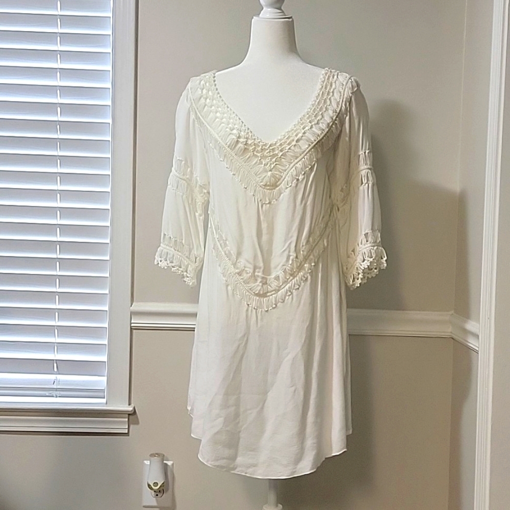 Umgee Boho Crochet Tunic Cover Up - Picture 2 of 9